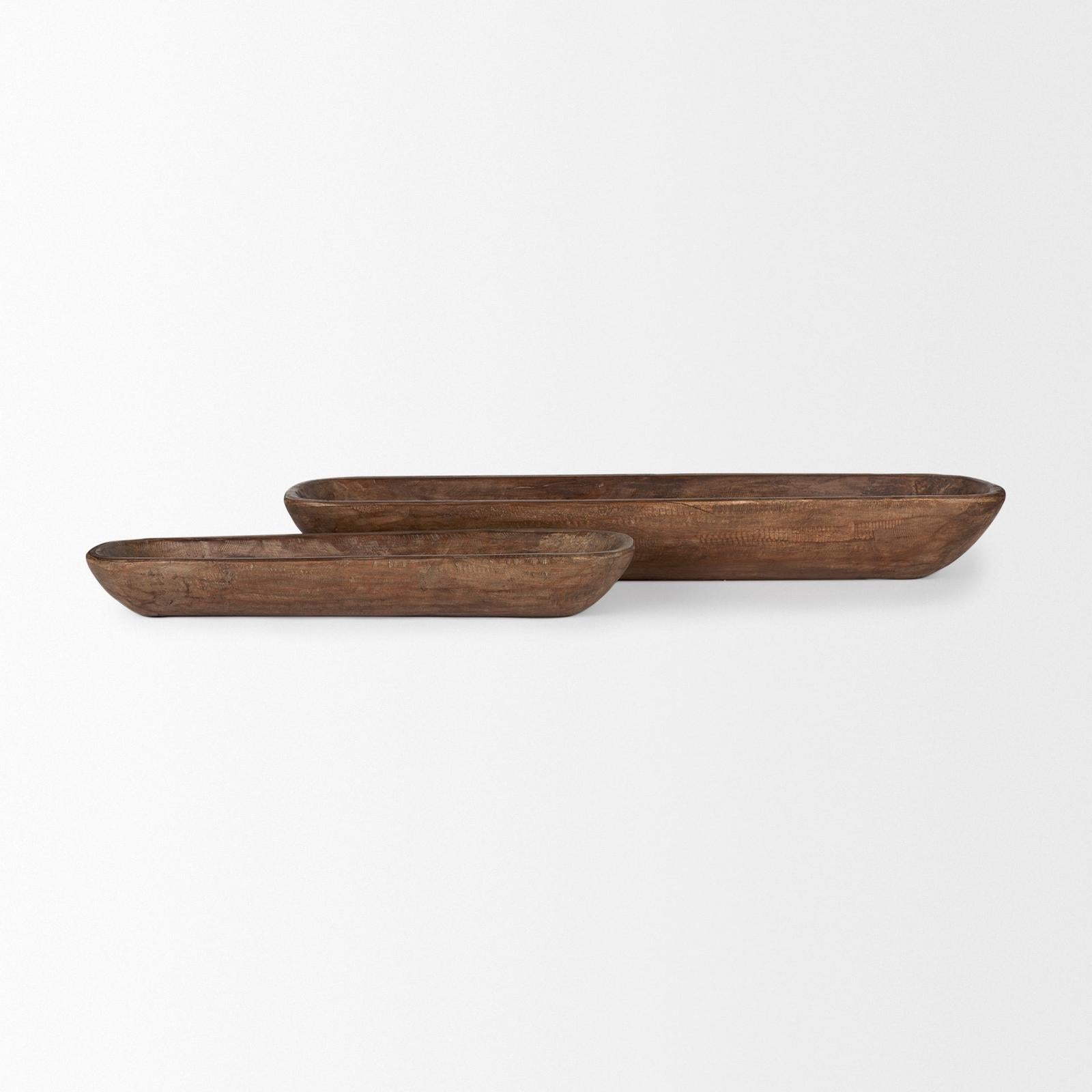 Mercana Athena Extra Large Reclaimed Wood Trays - Set of 2
