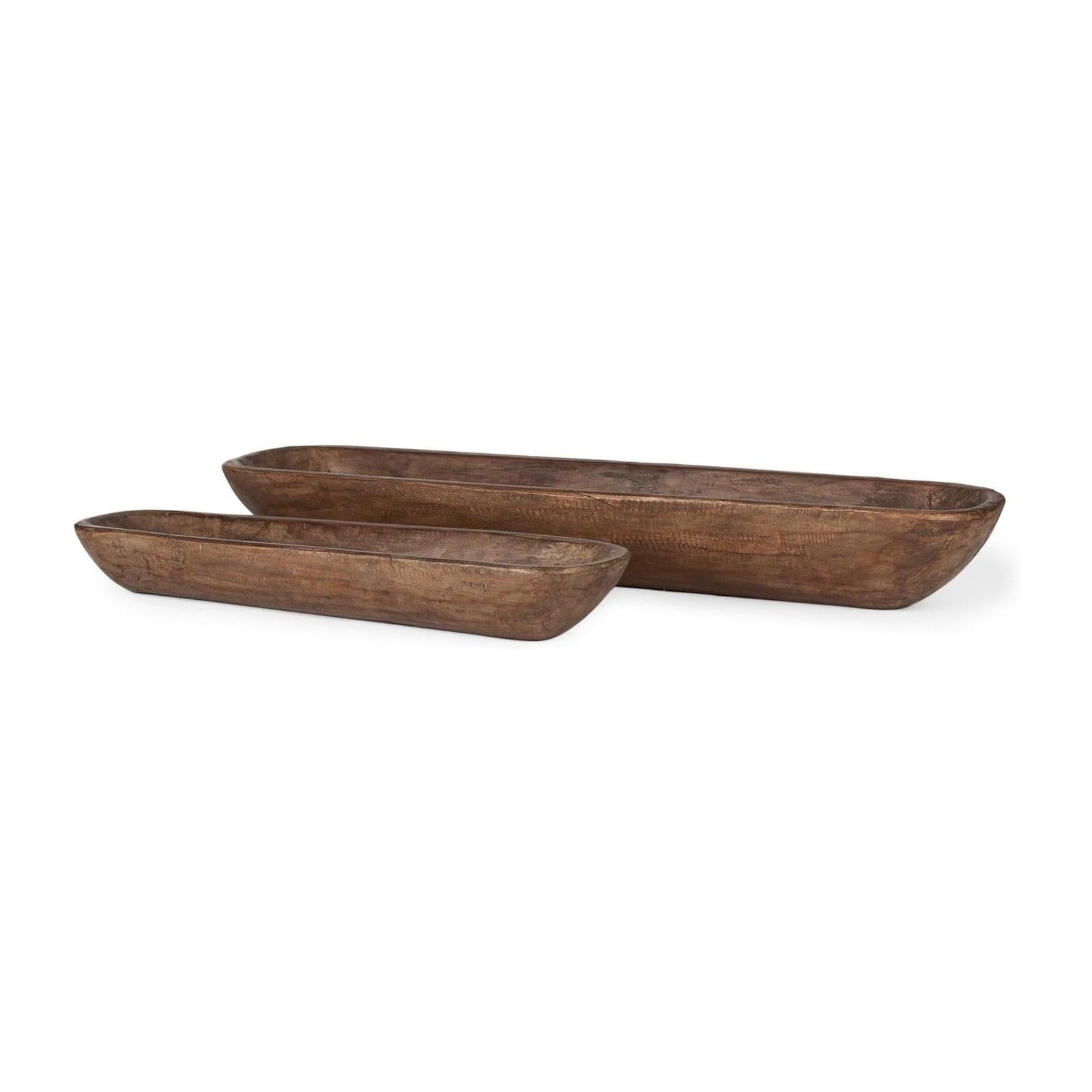 Mercana Athena Extra Large Reclaimed Wood Trays - Set of 2