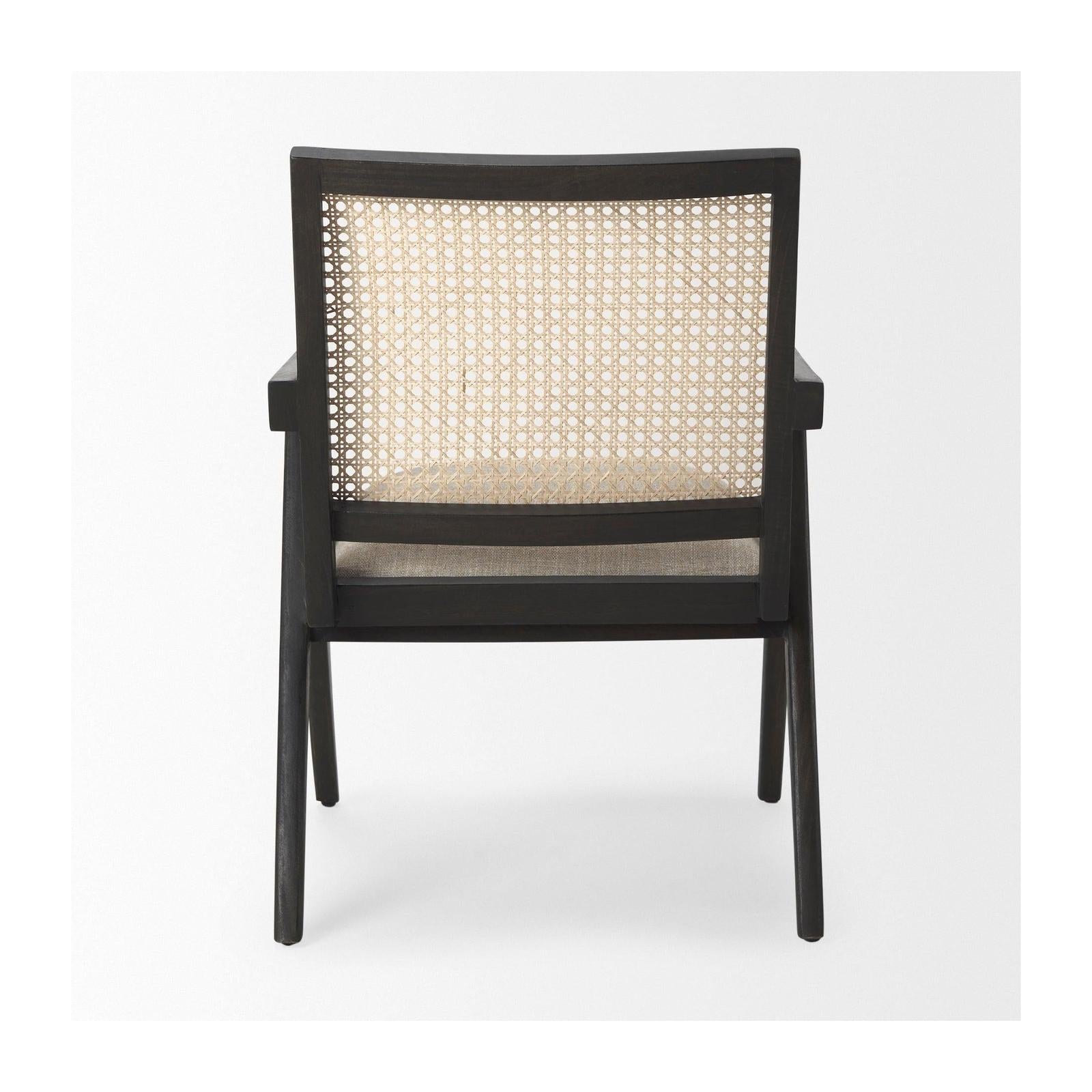 Mercana Donna Wood Cane-Back w/ Beige Upholstered Seat Dining Chair Clearance