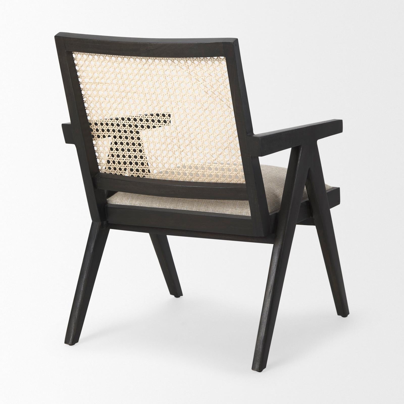 Mercana Donna Wood Cane-Back w/ Beige Upholstered Seat Dining Chair Clearance