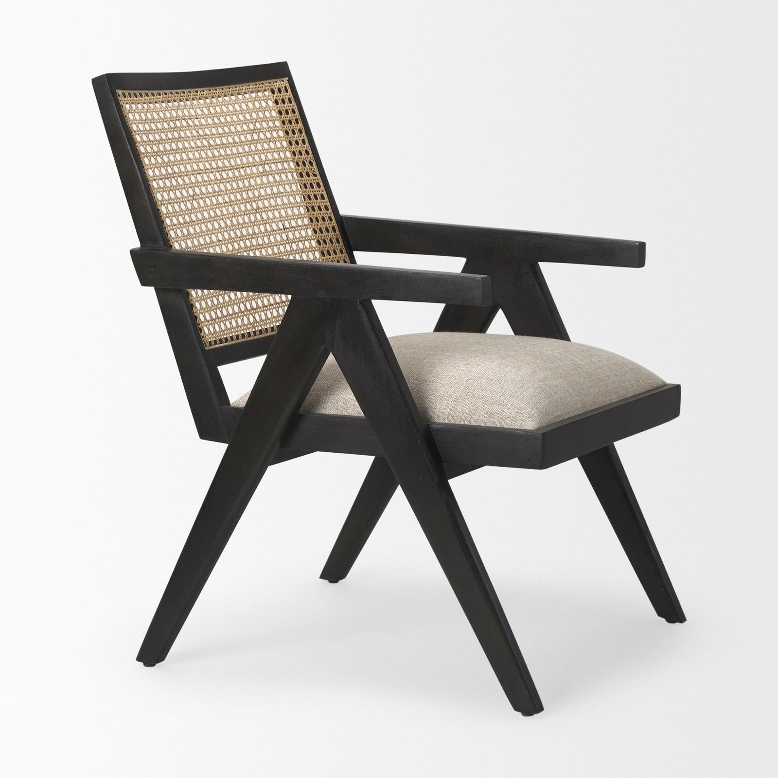 Mercana Donna Wood Cane-Back w/ Beige Upholstered Seat Dining Chair Clearance