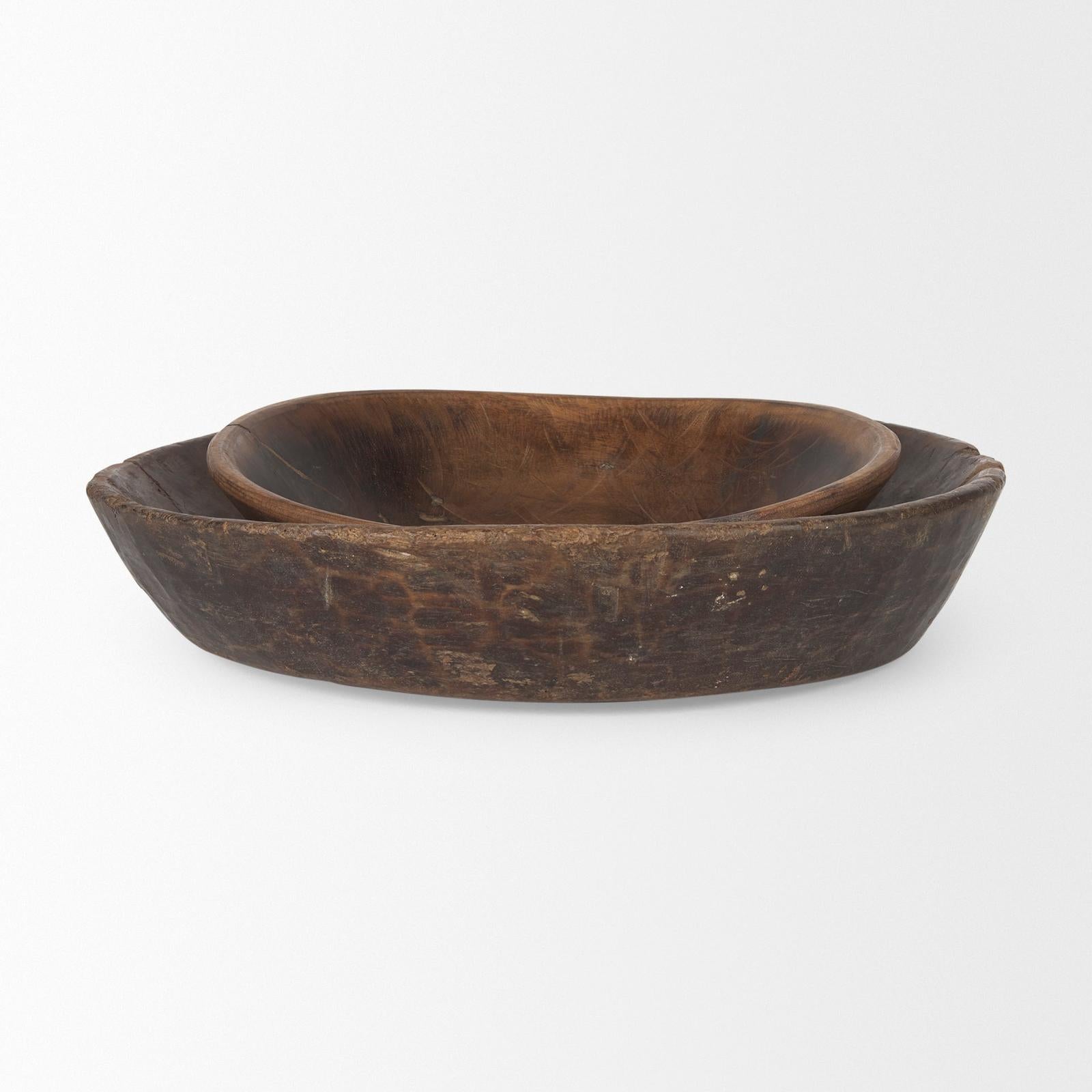 Mercana Nikita Large Reclaimed Wood Bowls- Set of 2