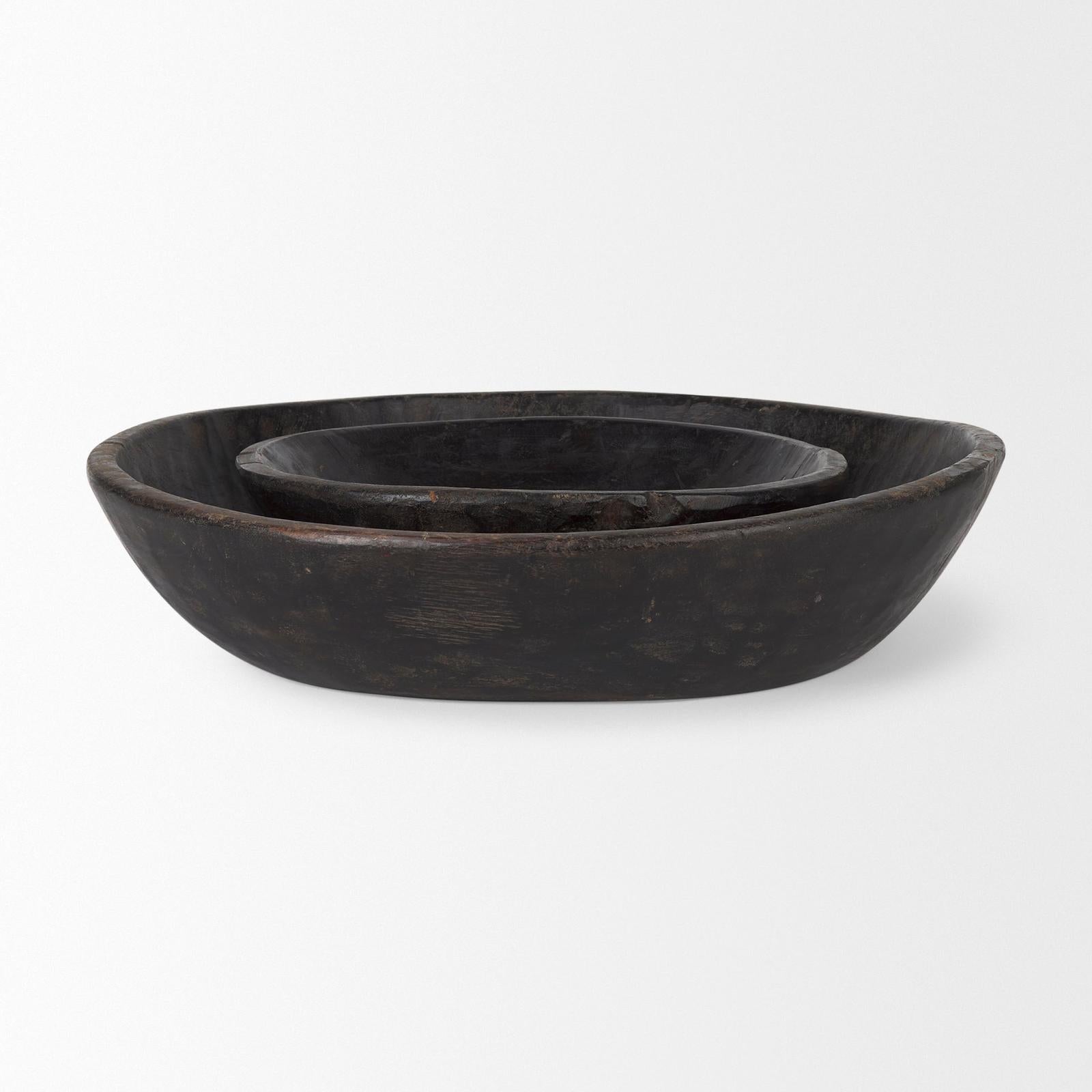 Mercana Nikita Large Reclaimed Wood Bowls- Set of 2