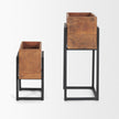 Mercana Jadine Medium Brown Wood w/ Black Metal Rectangle Frames- Set of 2 Clearance