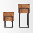 Mercana Jadine Medium Brown Wood w/ Black Metal Rectangle Frames- Set of 2 Clearance