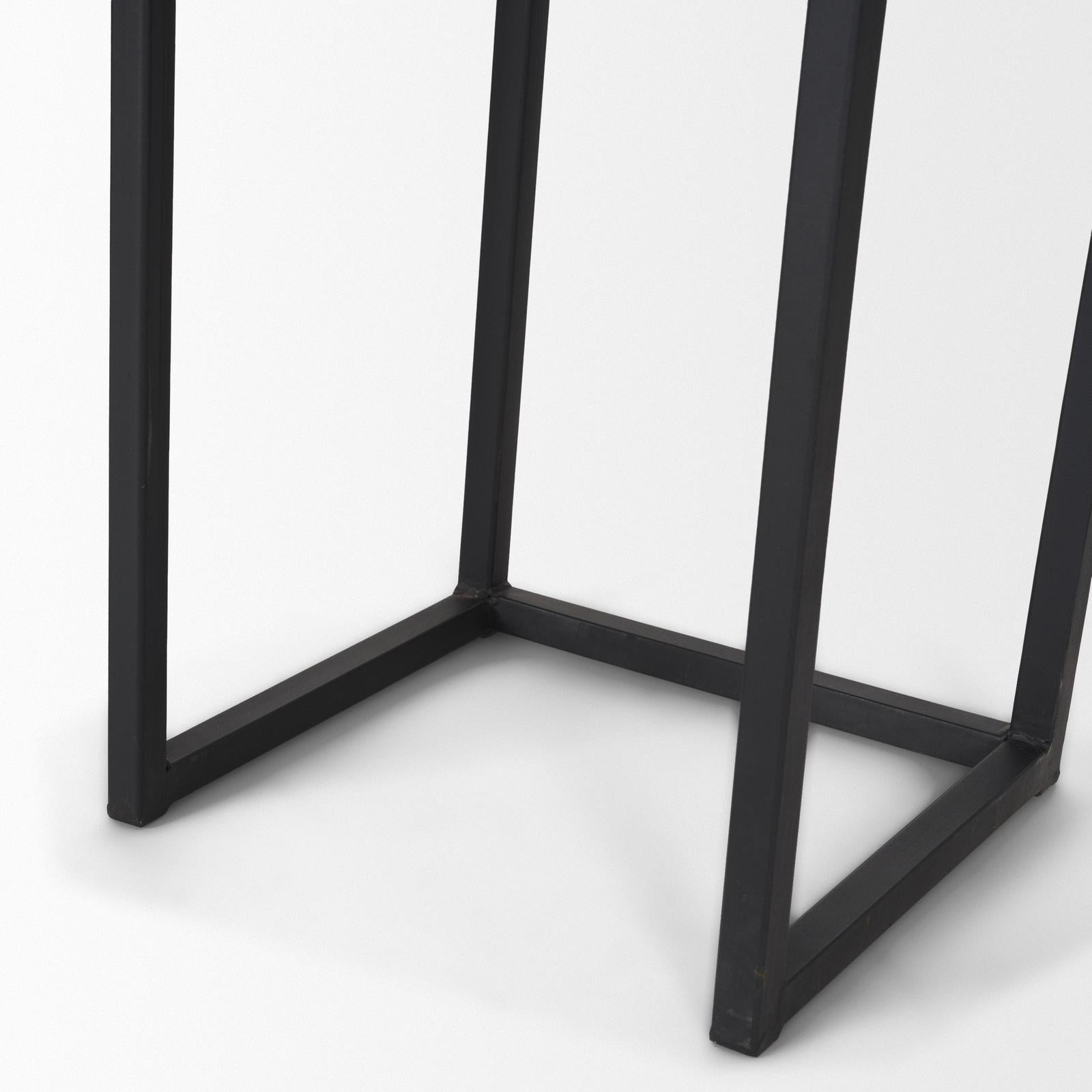 Mercana Jadine Medium Brown Wood w/ Black Metal Rectangle Frames- Set of 2 Clearance