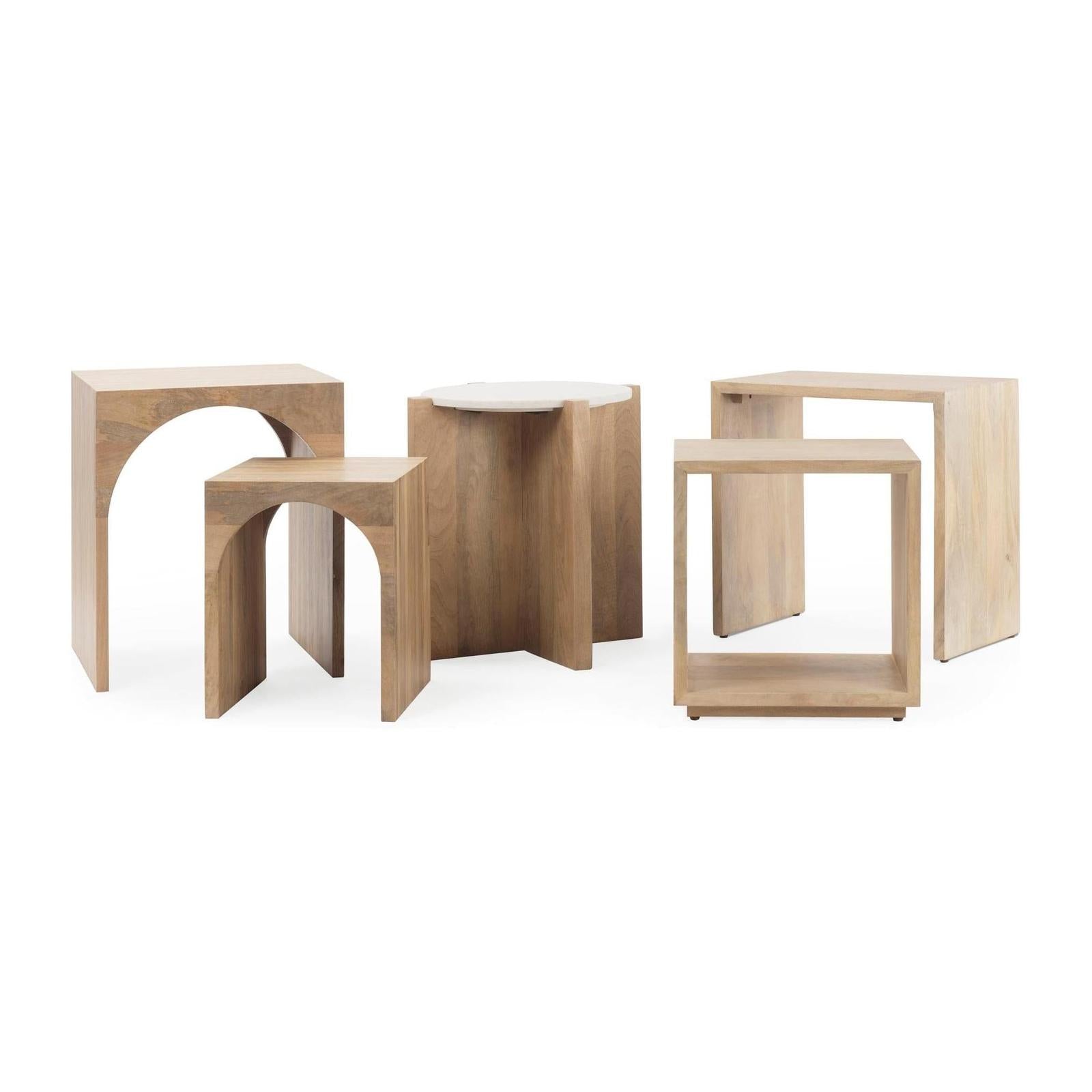 Mercana Chloe Cottage Wood Nesting Accent Tables- Set of 2