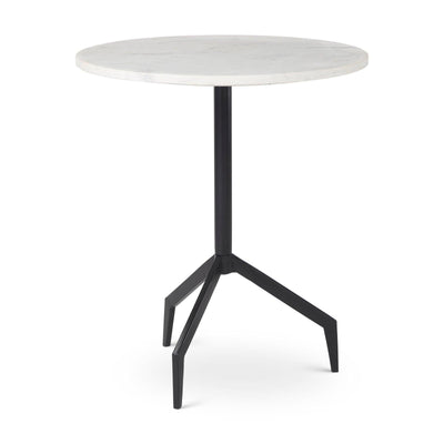 Mercana Serre Marble Top 3 Prong Metal Base End Table