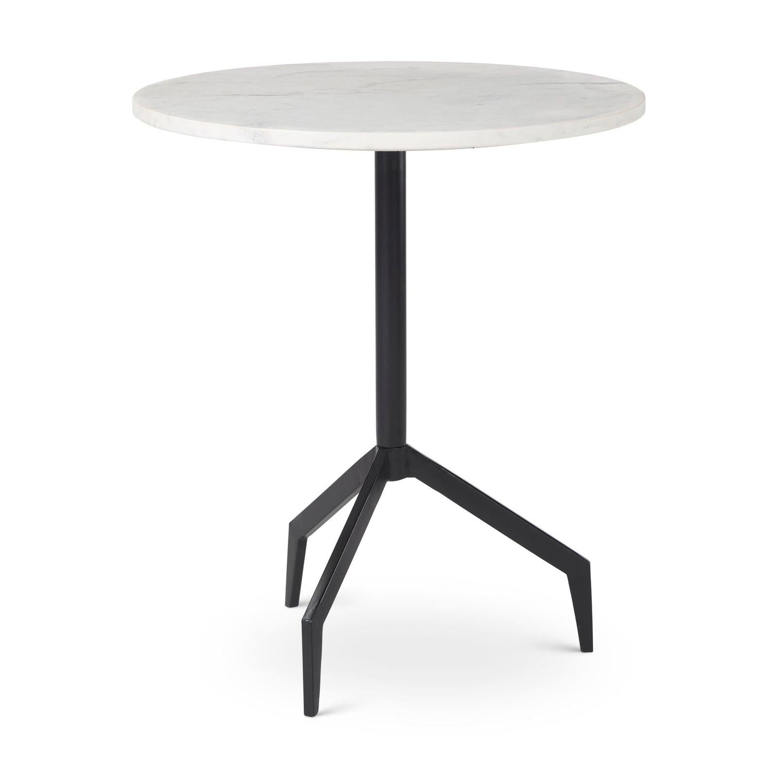 Mercana Serre Marble Top 3 Prong Metal Base End Table