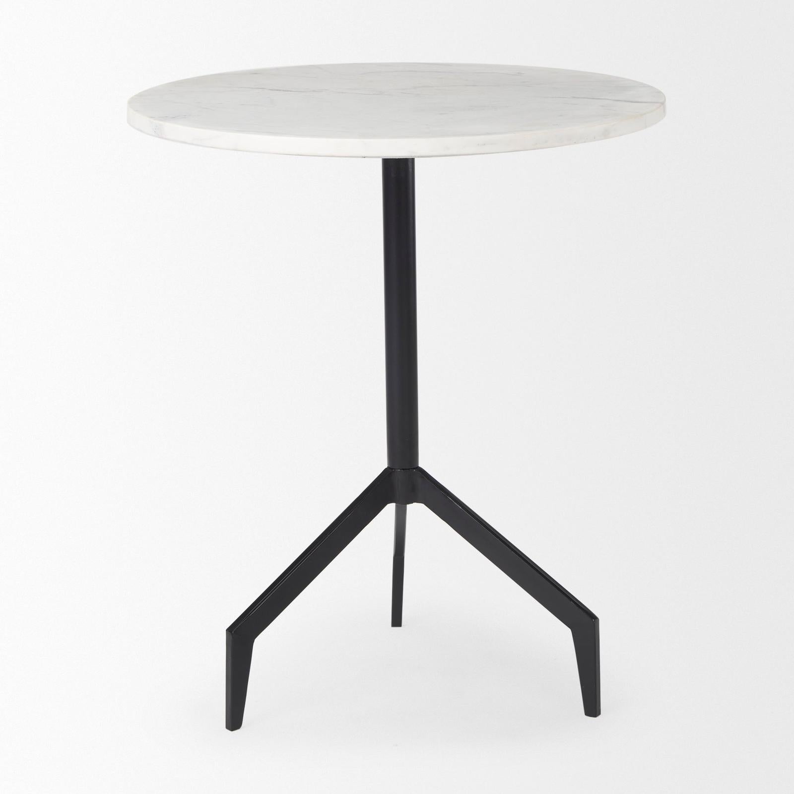 Mercana Serre Marble Top 3 Prong Metal Base End Table
