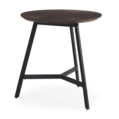 Mercana Todd Dark Brown Wood W/ Metal Legs Side Table Clearance