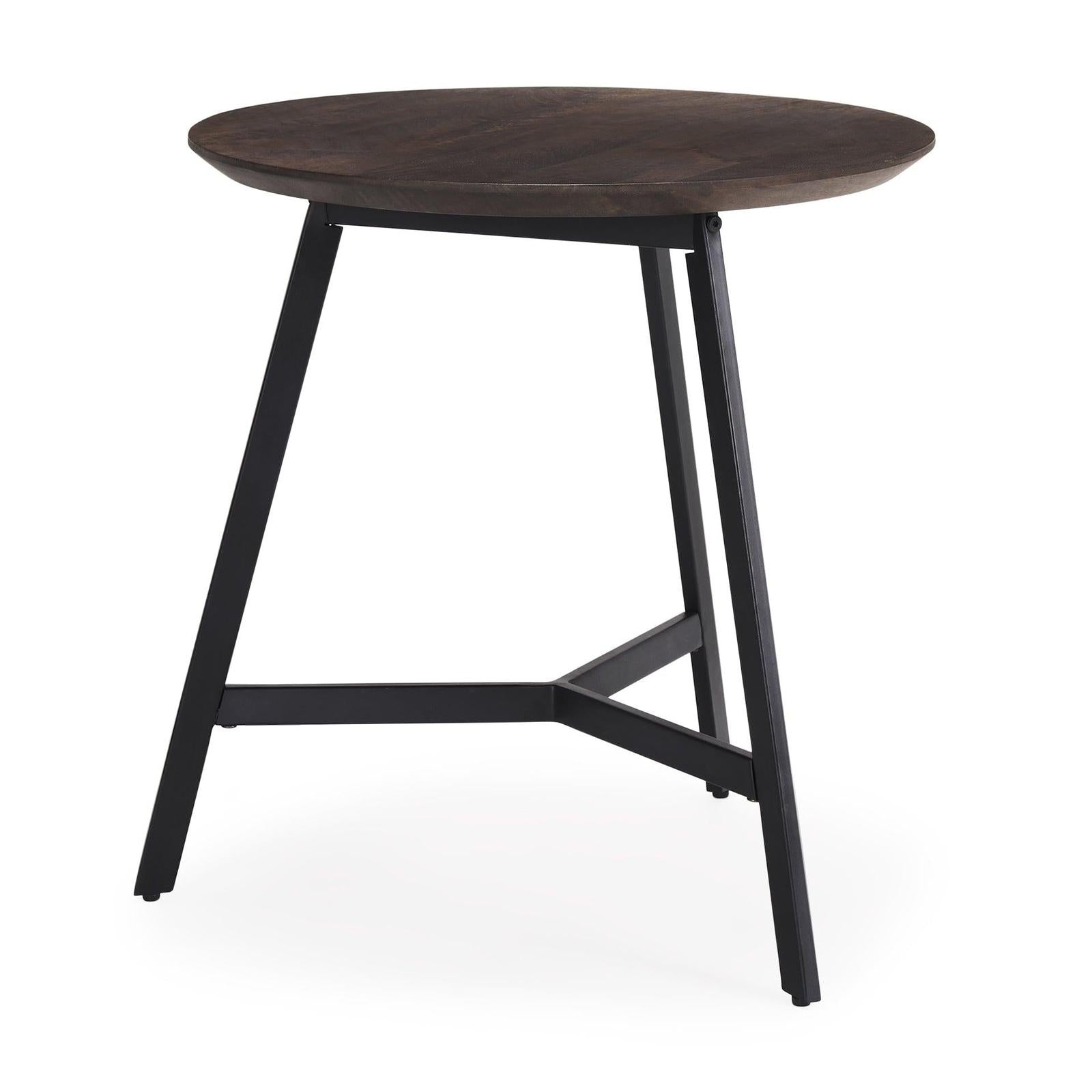 Mercana Todd Dark Brown Wood W/ Metal Legs Side Table Clearance