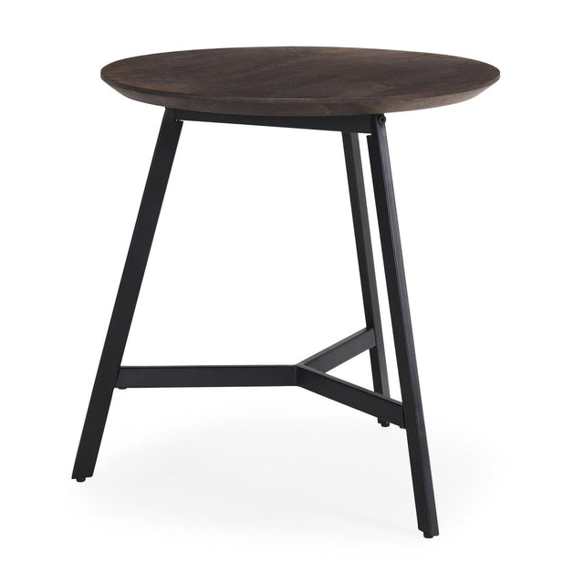 Mercana Todd Dark Brown Wood W/ Metal Legs Side Table Clearance