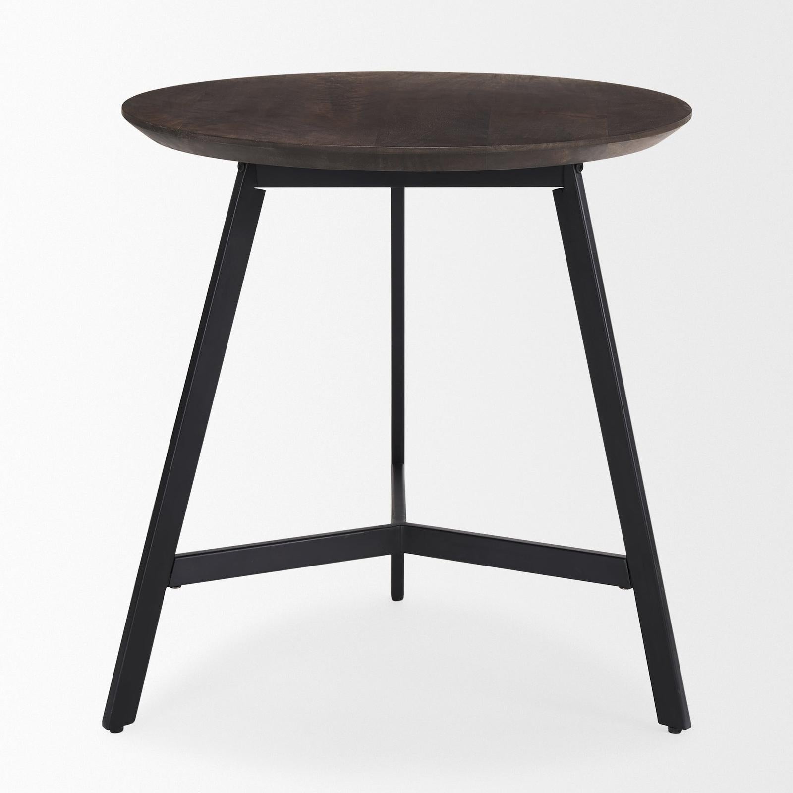Mercana Todd Dark Brown Wood W/ Metal Legs Side Table Clearance