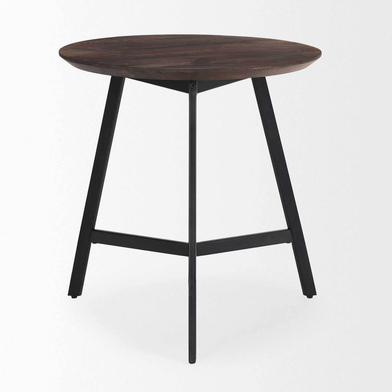 Mercana Todd Dark Brown Wood W/ Metal Legs Side Table Clearance