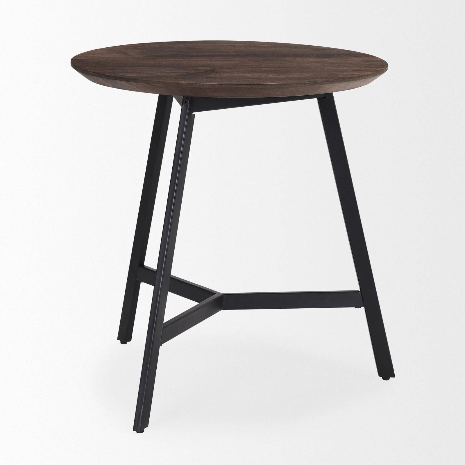 Mercana Todd Dark Brown Wood W/ Metal Legs Side Table Clearance