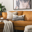 Mercana Thalia Black and Beige Fabric Striped and Fringed Decorative Pillow Cover Clearance