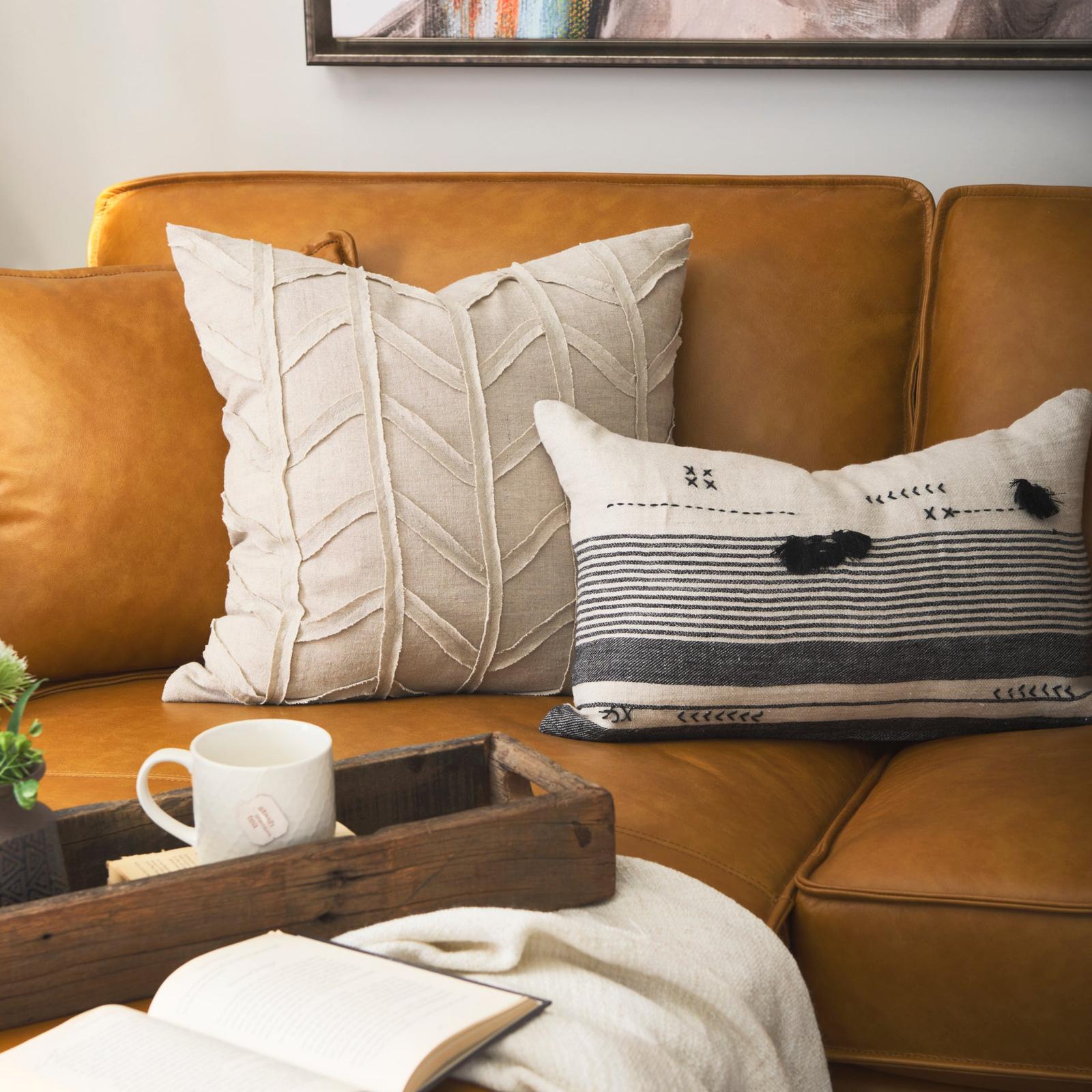 Mercana Ivivva Beige Fabric Textured Decorative Pillow Cover Clearance