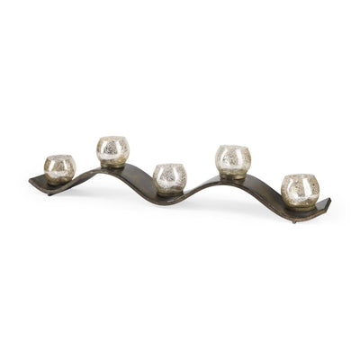 Mercana Lux Copper Metal Five Hurricane Glass Holder Table Candle Holder Clearance