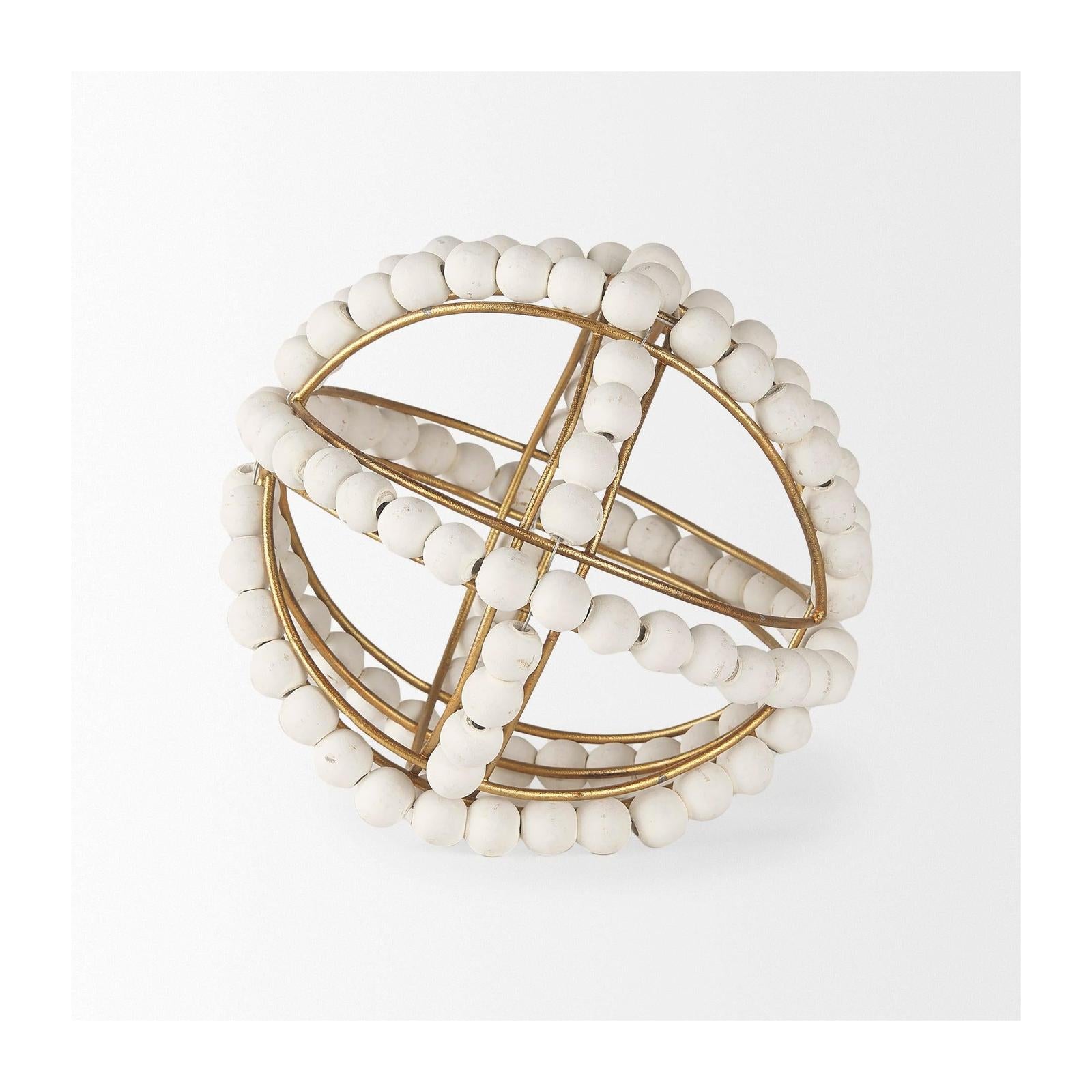Mercana Espanlade White Wooden Beaded Orb