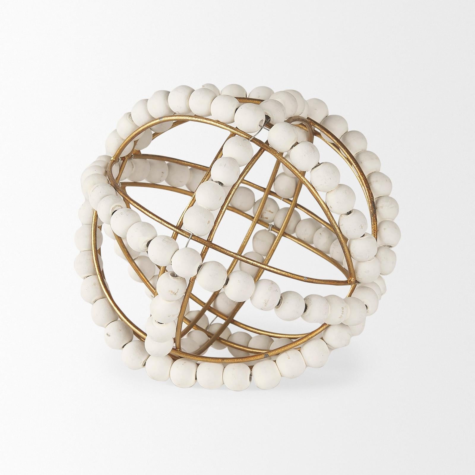 Mercana Espanlade White Wooden Beaded Orb