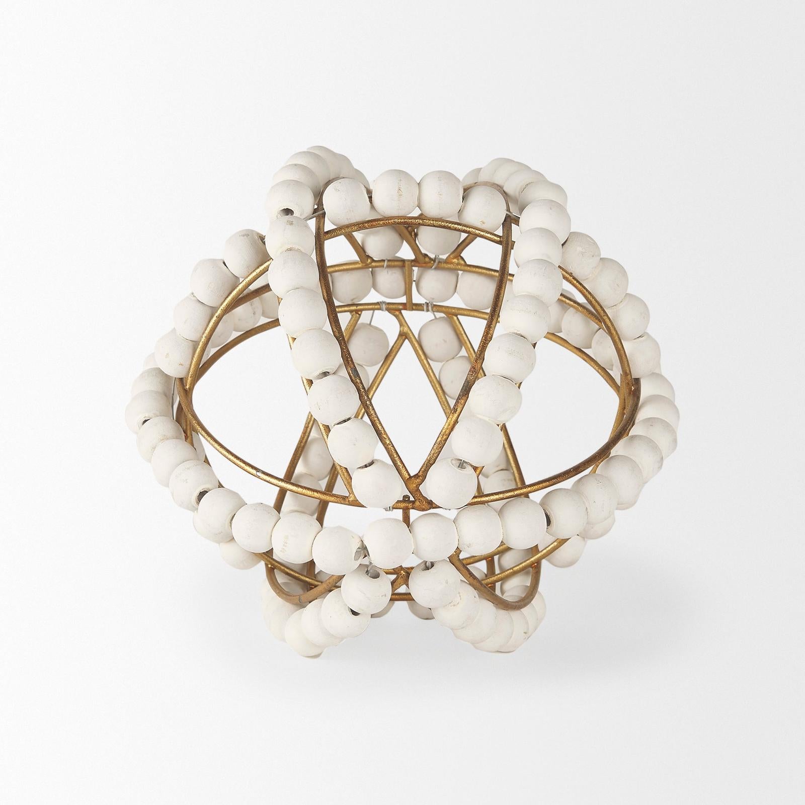 Mercana Espanlade White Wooden Beaded Orb