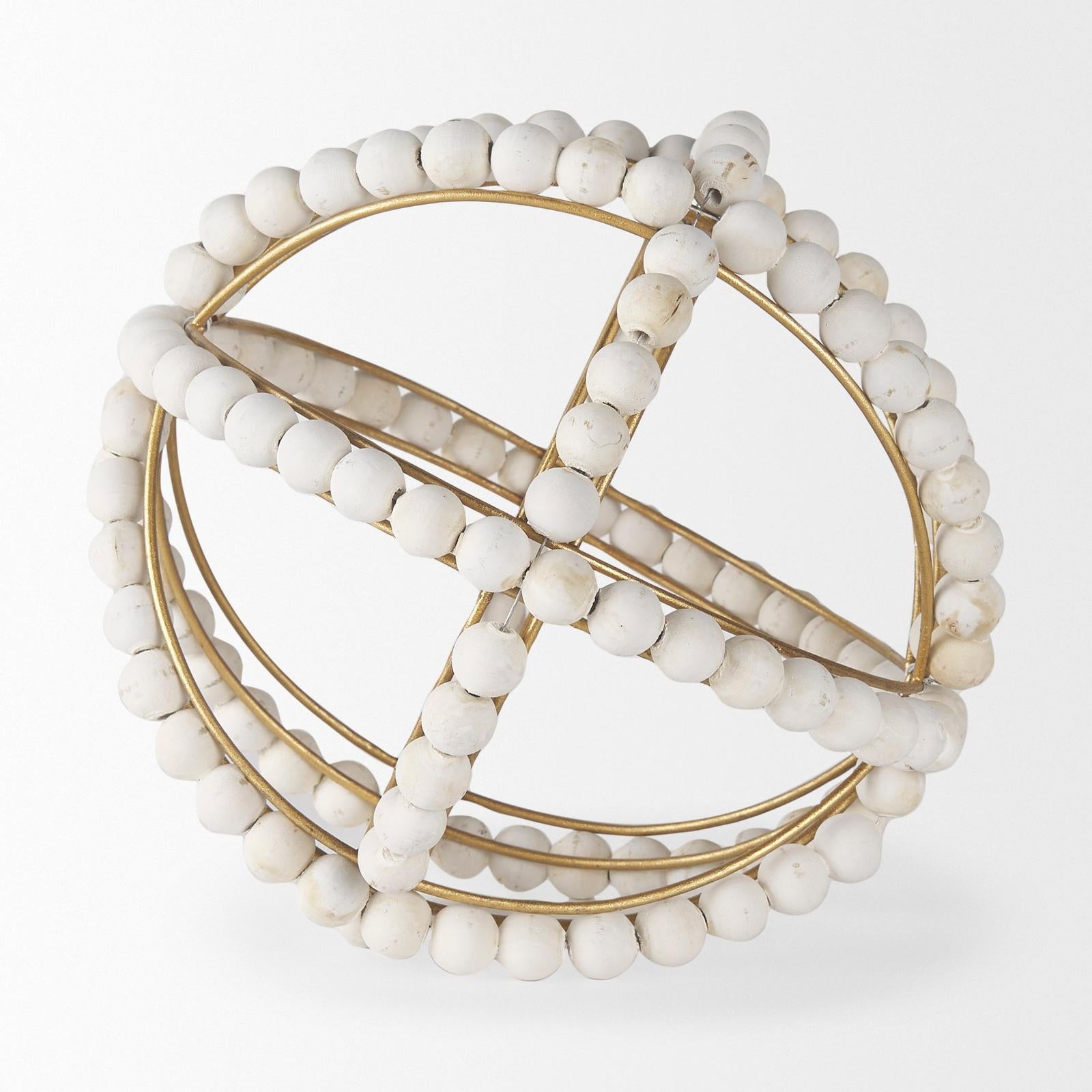 Mercana Espanlade White Wooden Beaded Orb