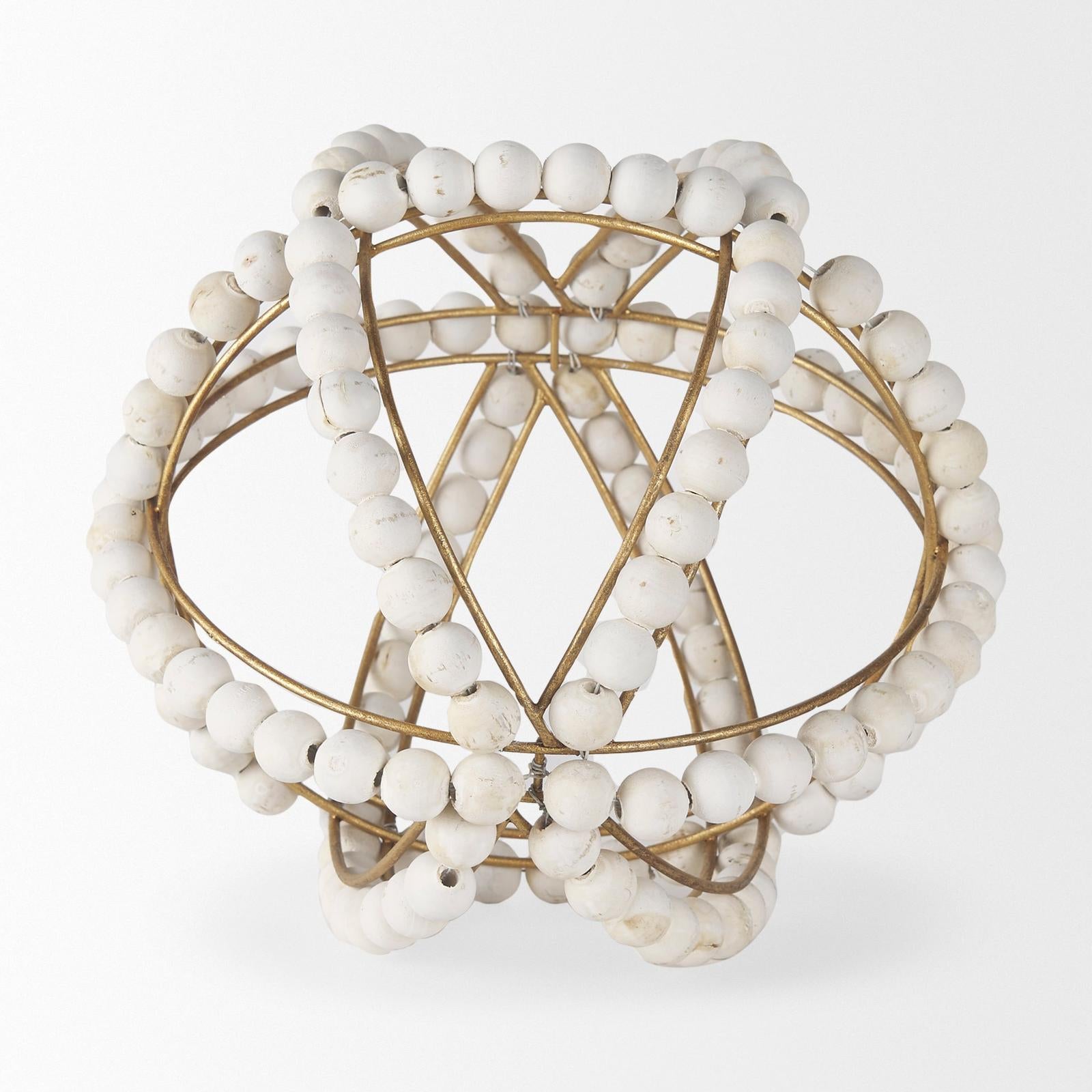 Mercana Espanlade White Wooden Beaded Orb
