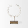 Mercana Pontchartrain White Beaded Broken Sphere Decorative Object W/ Gold Base