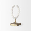 Mercana Pontchartrain White Beaded Broken Sphere Decorative Object W/ Gold Base