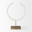 Mercana Pontchartrain White Beaded Broken Sphere Decorative Object W/ Gold Base