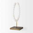 Mercana Pontchartrain White Beaded Broken Sphere Decorative Object W/ Gold Base