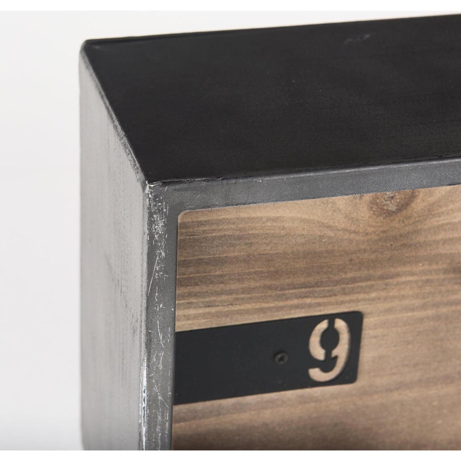 Mercana Harvey Black Metal and Wood Rectangular Table Clock