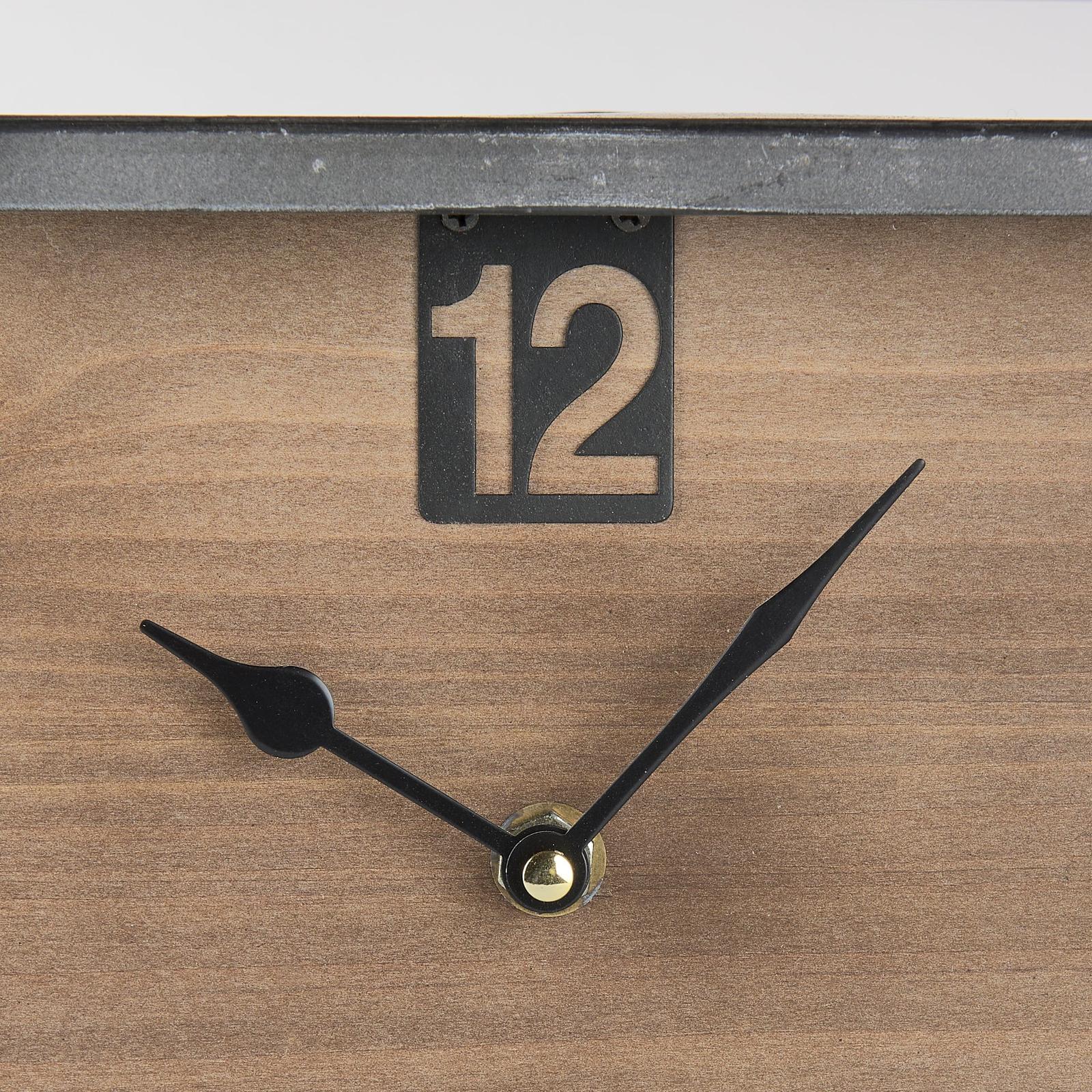 Mercana Harvey Black Metal and Wood Rectangular Table Clock
