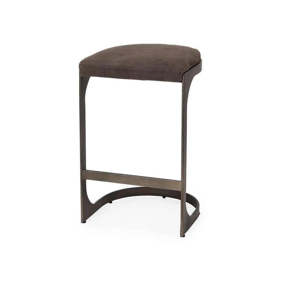 Mercana Tyson Brown/Gray Suede W/ Metal Frame Counter Stool Clearance