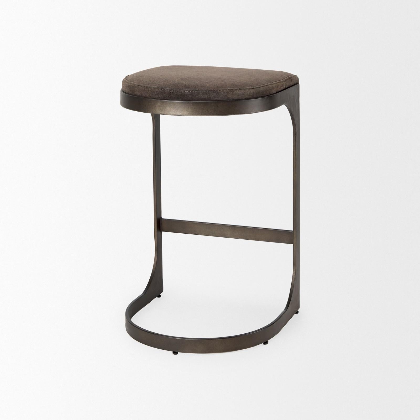 Mercana Tyson Brown/Gray Suede W/ Metal Frame Counter Stool Clearance
