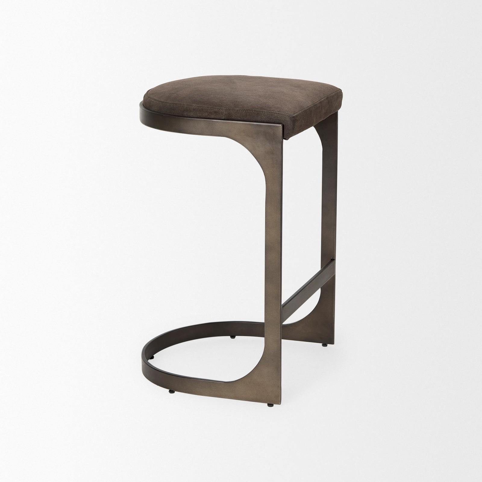 Mercana Tyson Brown/Gray Suede W/ Metal Frame Counter Stool Clearance