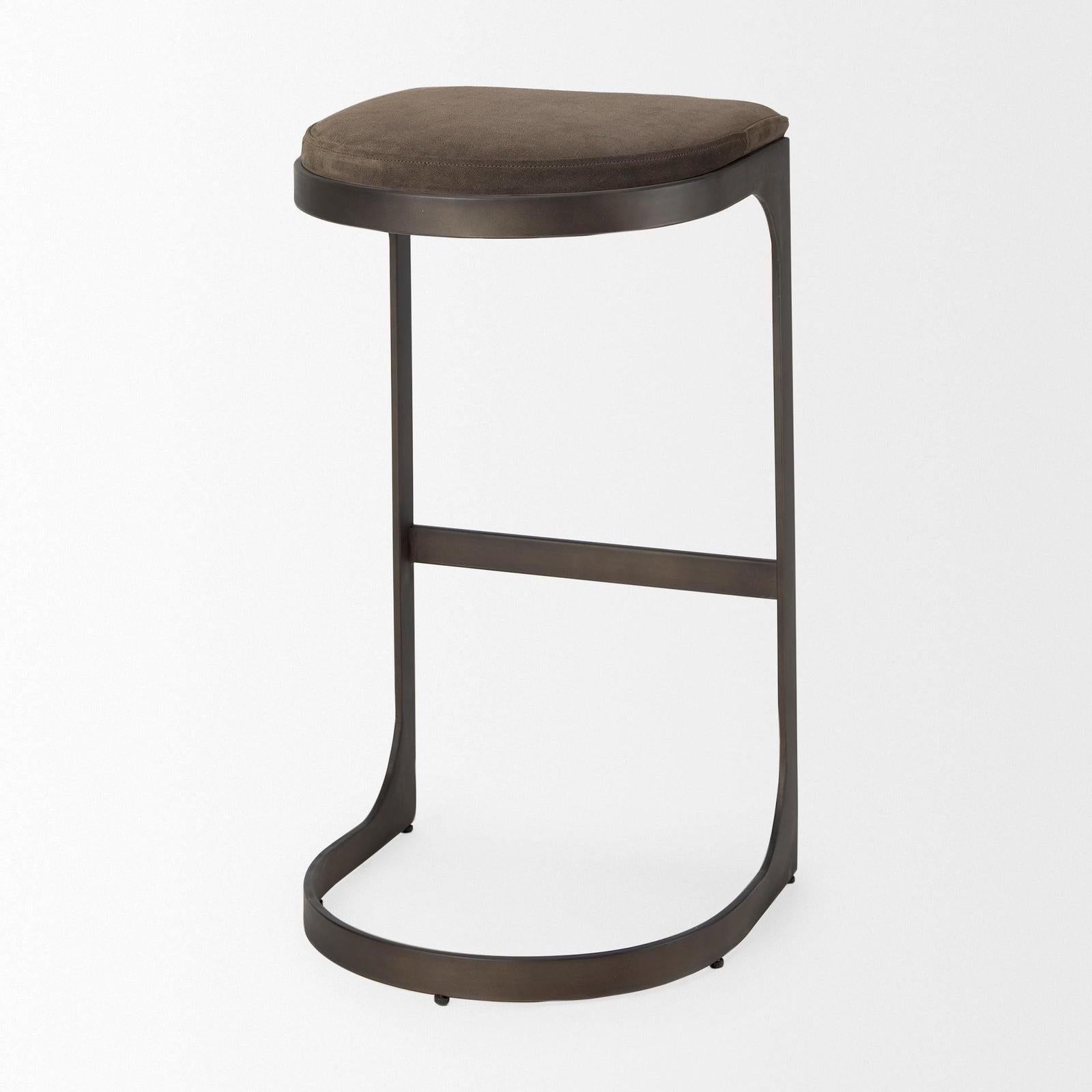 Mercana Tyson Brown/Gray Suede W/ Metal Frame Bar Stool Clearance