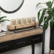 Mercana Benk Wood and Black Metal Five Cup Candle Holder Clearance