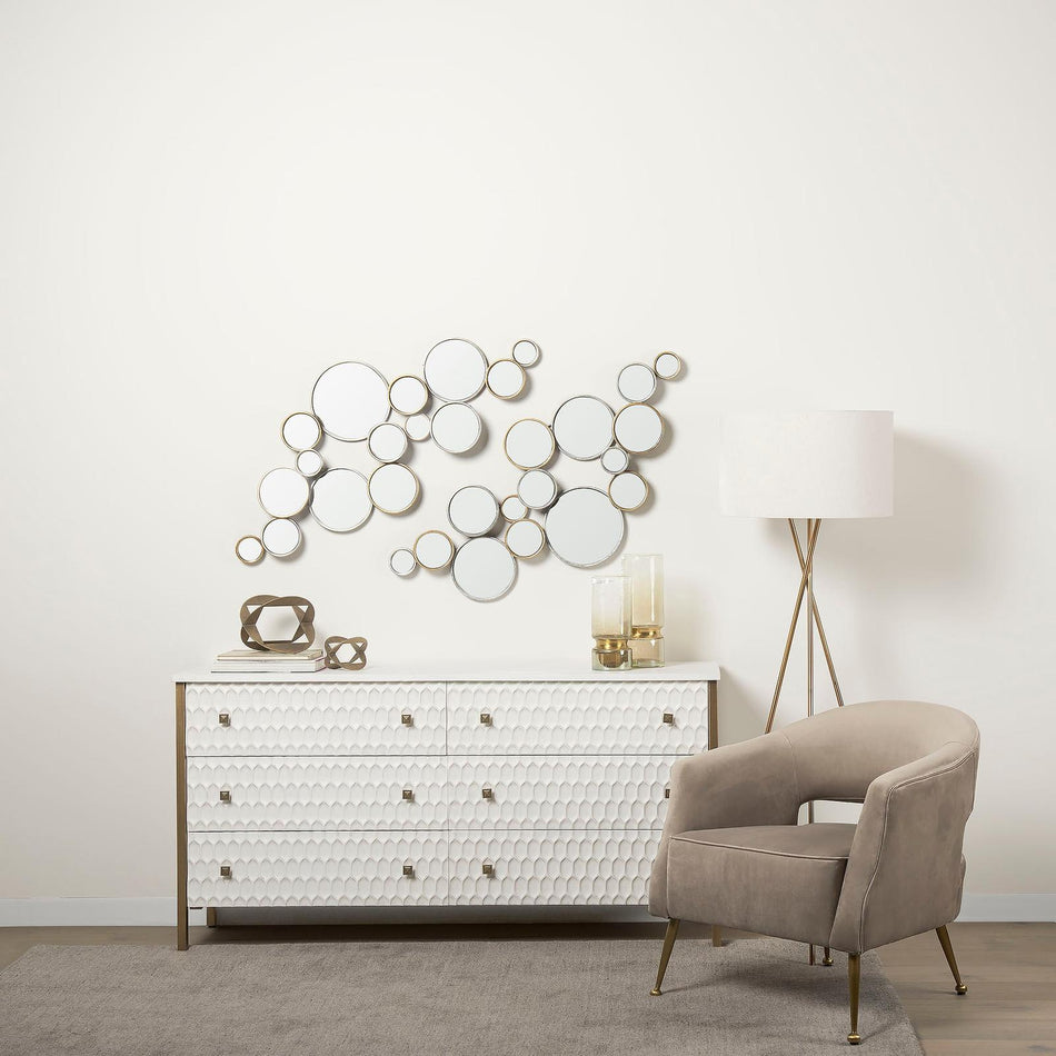Mercana Savannah White Fir Veneer w/ Metal 6-Drawer Sideboard Clearance