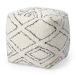 Mercana Tapir Beige Cotton Argyle Pattern Square Pouf