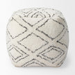 Mercana Tapir Beige Cotton Argyle Pattern Square Pouf
