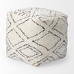 Mercana Tapir Beige Cotton Argyle Pattern Square Pouf