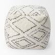 Mercana Tapir Beige Cotton Argyle Pattern Square Pouf