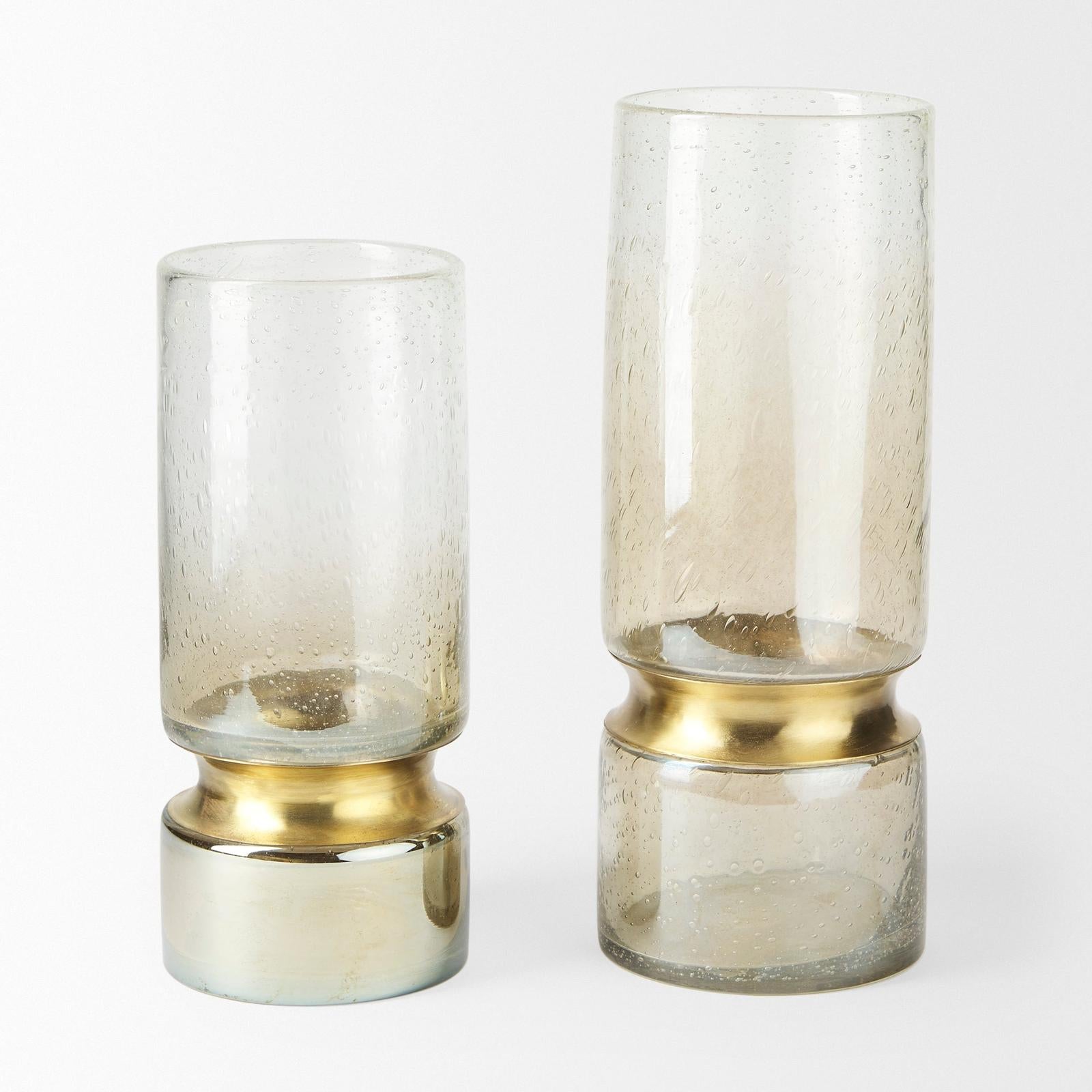 Mercana Adriatic Brushed Gold Metal Glass Vase