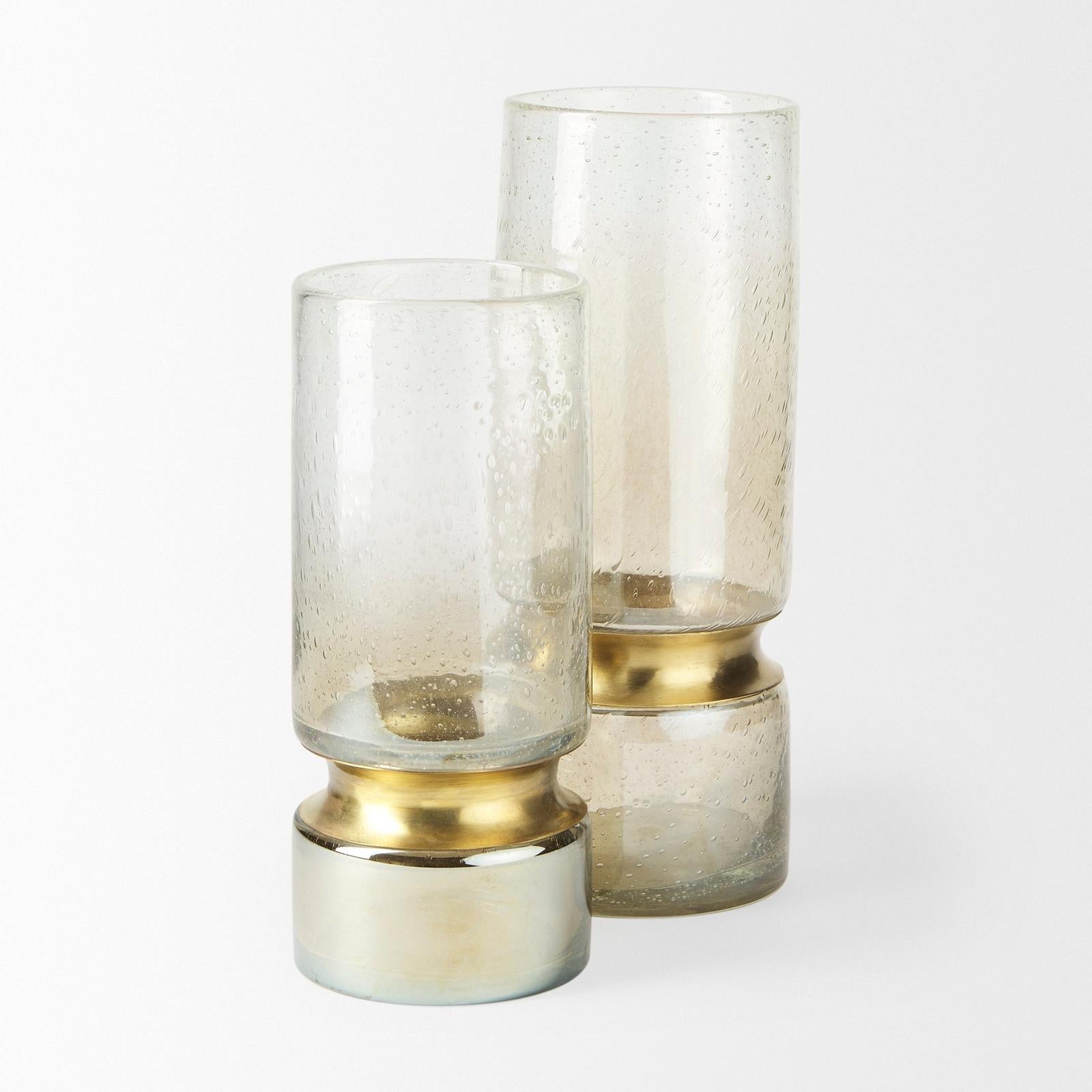 Mercana Adriatic Brushed Gold Metal Glass Vase