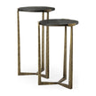 Mercana Atticus Antiqued Gold Metal Nesting Accent Tables - Set of 2