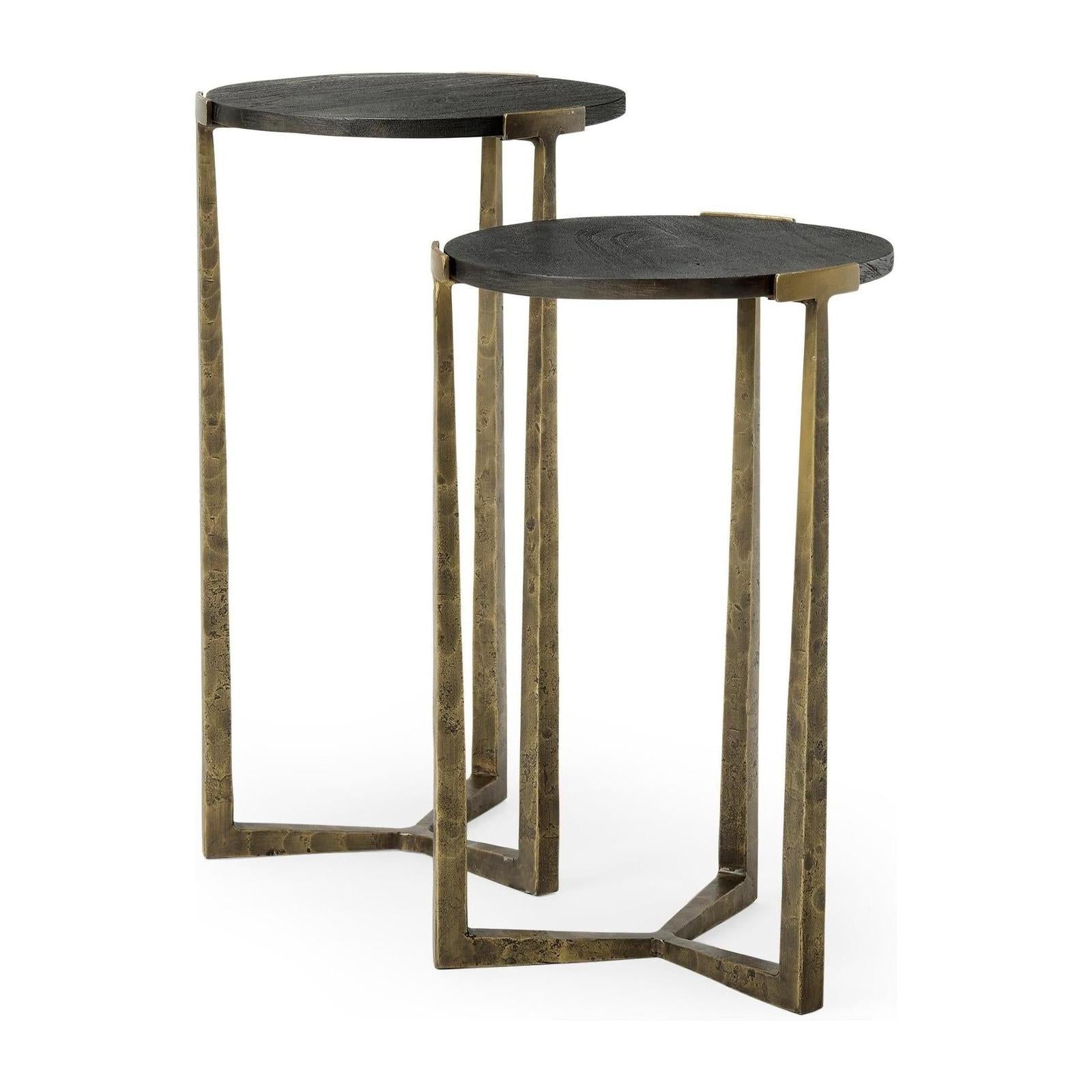 Mercana Atticus Antiqued Gold Metal Nesting Accent Tables - Set of 2
