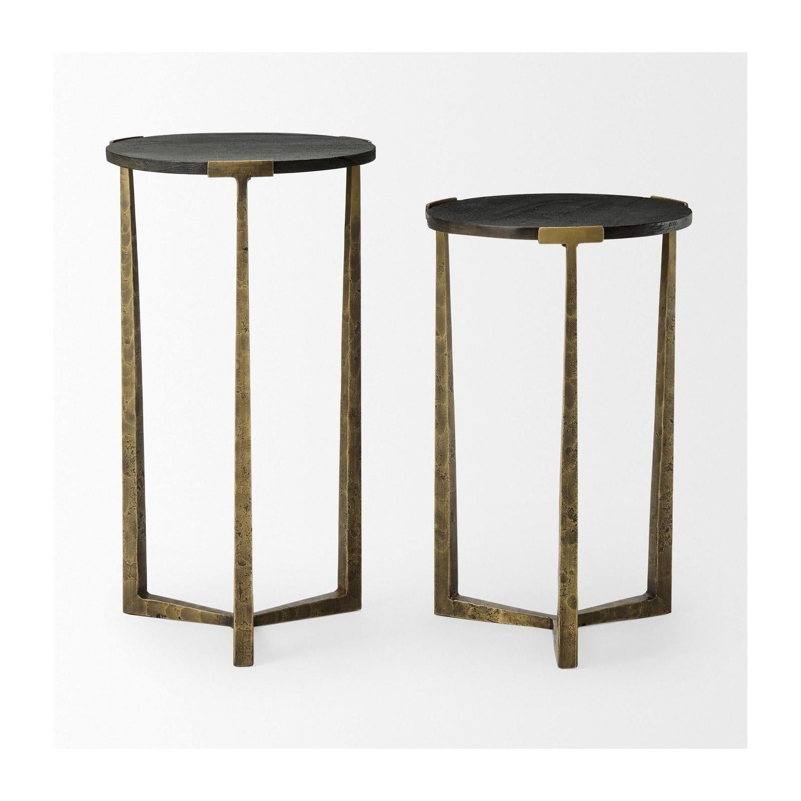 Mercana Atticus Antiqued Gold Metal Nesting Accent Tables - Set of 2