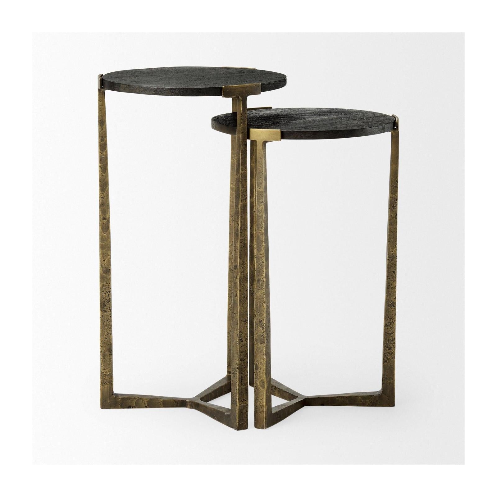 Mercana Atticus Antiqued Gold Metal Nesting Accent Tables - Set of 2
